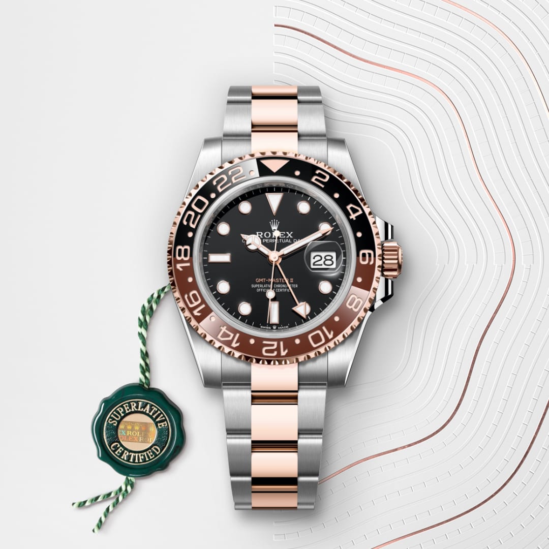 rolex-GMT-Master II-in-Oyster, 40 มม., Oystersteel และเอเวอร์โรสโกลด์-GMT-Master II,-m126711chnr-0002-นำสว่าง