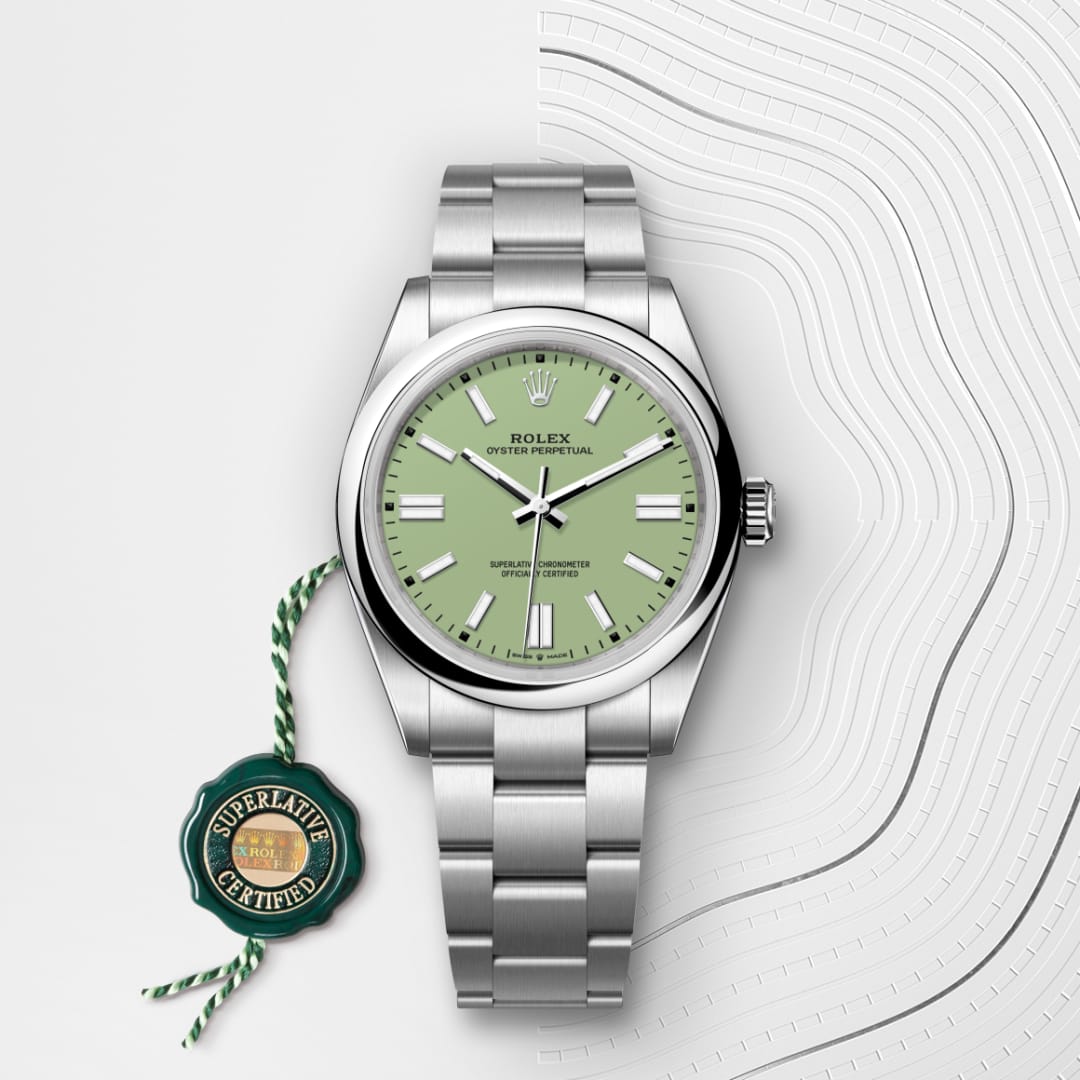 rolex-Oyster Perpetual-in-Oyster, 41 มม., Oystersteel-Oyster Perpetual 41,-m134300-0006-นำสว่าง