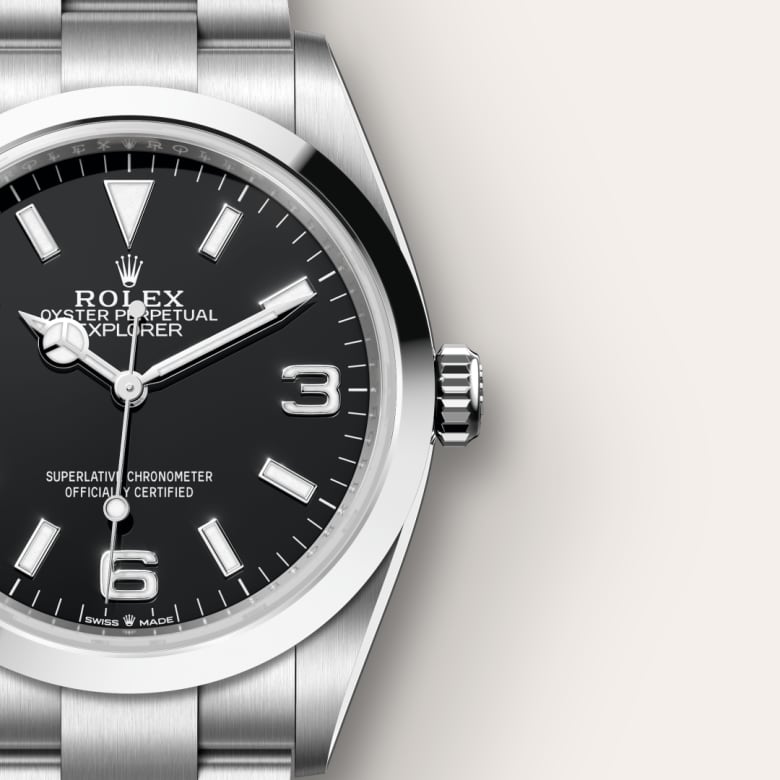 rolex-Explorer-in-Oyster, 36 มม., Oystersteel-Explorer 36,-m124270-0001-นำสว่าง