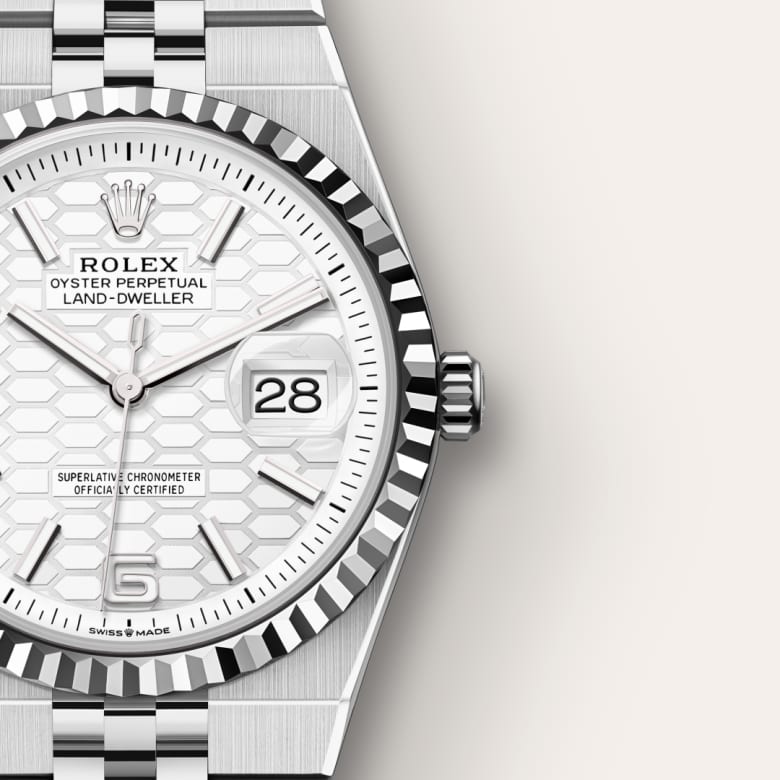rolex-Land-Dweller-in-Oyster, 36 มม., Oystersteel และทองคำขาว-Land-Dweller 36,-m127234-0001-นำสว่าง