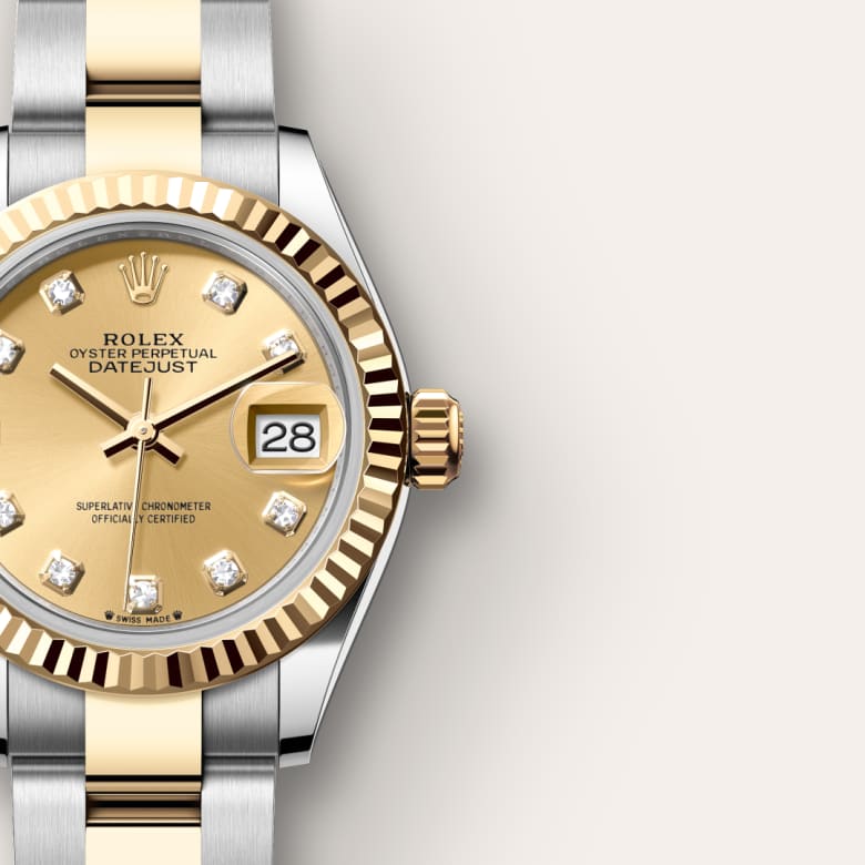 rolex-Lady-Datejust-in-Oyster, 28 มม., Oystersteel และทองคำ-Lady-Datejust,-m279173-0012-นำสว่าง