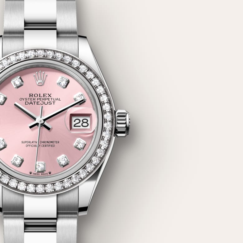 rolex-Lady-Datejust-in-Oyster, 28 มม., Oystersteel, ทองคำขาวและเพชร-Lady-Datejust,-m279384rbr-0004-นำสว่าง