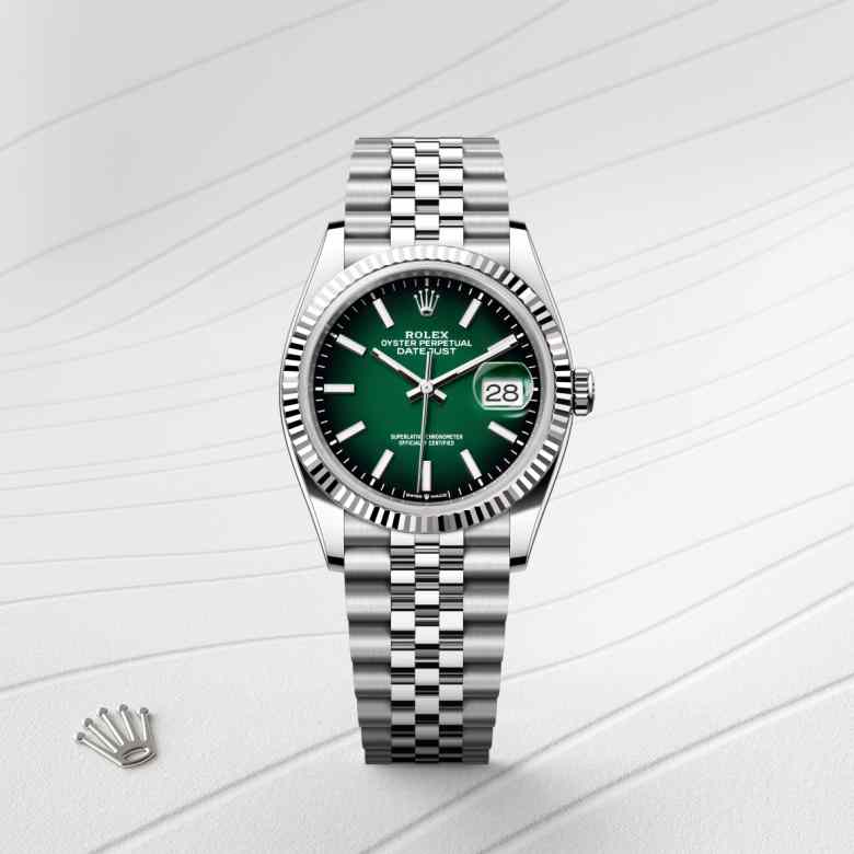 Front view of Rolex Datejust in White Rolesor, m126234-0059 - Nam Sawang