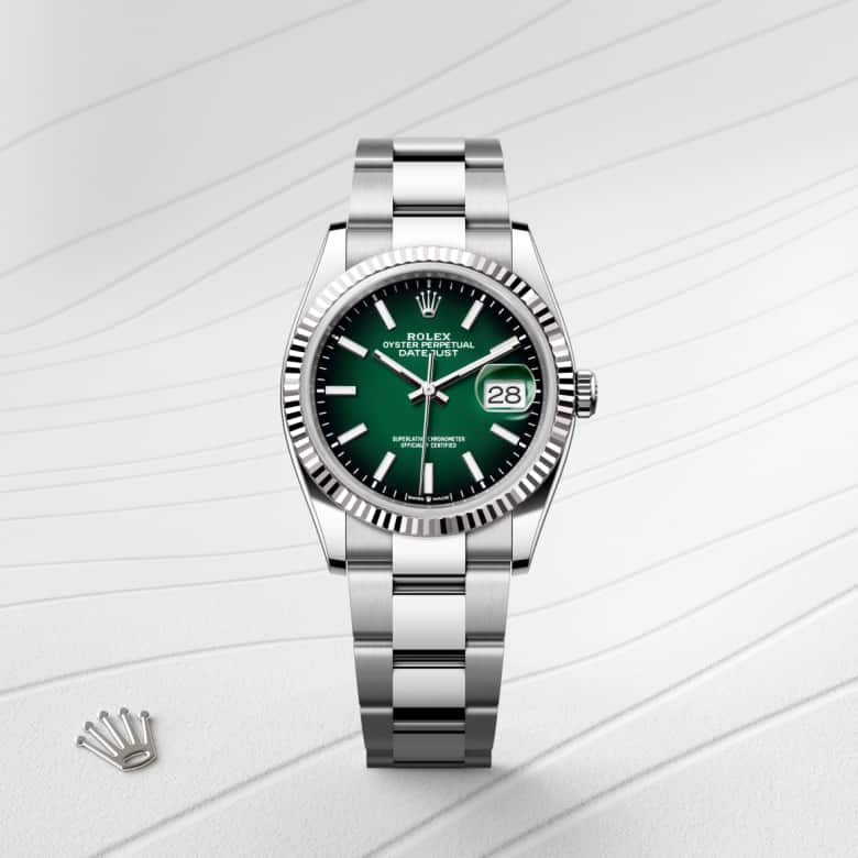 Front view of Rolex Datejust in White Rolesor, m126234-0060 - Nam Sawang