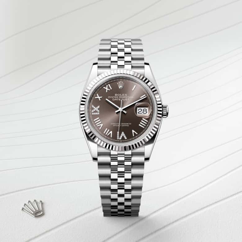 Front view of Rolex Datejust in White Rolesor, m126234-0071 - Nam Sawang
