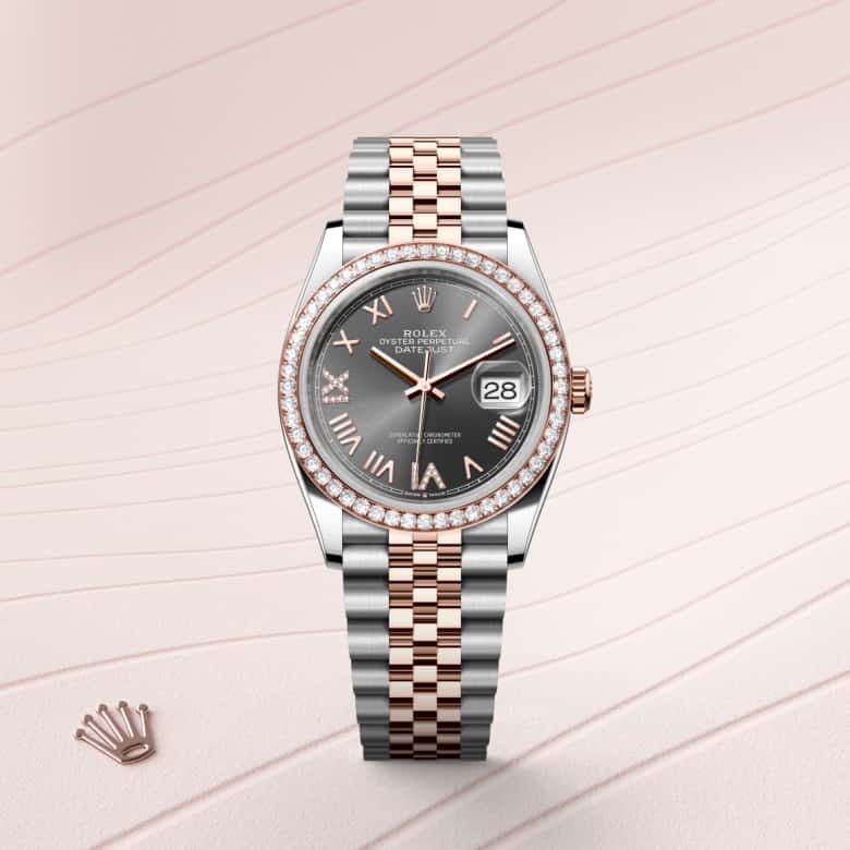 Front view of Rolex Datejust in Everose Rolesor, m126281rbr-0035 - Nam Sawang