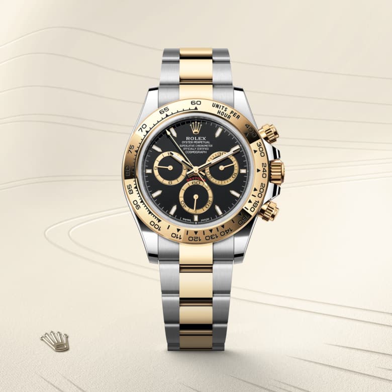 ด้านหน้า Rolex Cosmograph Daytona ในวัสดุ Yellow Rolesor - การผสมผสานระหว่าง Oystersteel และทองคำ, m126503-0003 - นำสว่าง