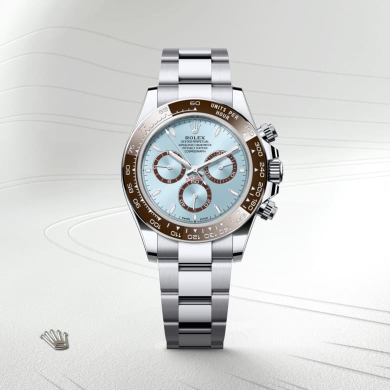 ด้านหน้า Rolex Cosmograph Daytona ในวัสดุ Platinum, m126506-0001 - นำสว่าง
