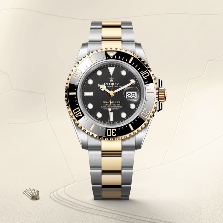 Front view of Rolex Sea-Dweller in Yellow Rolesor - combination of Oystersteel and yellow gold, m126603-0001 - Nam Sawang