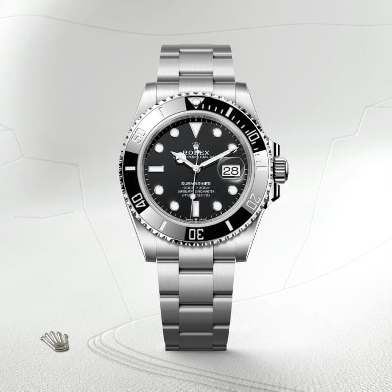 ด้านหน้า Rolex Submariner ในวัสดุ Oystersteel, m126610ln-0001 - นำสว่าง