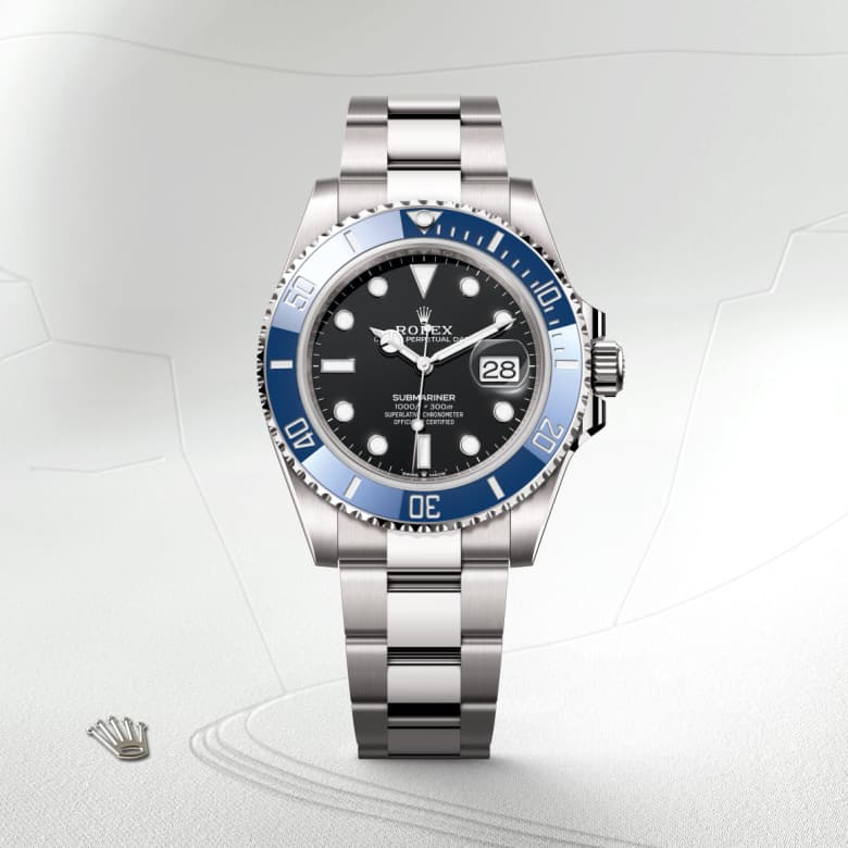 ด้านหน้า Rolex Submariner ในวัสดุ ทองคำขาว 18 กะรัต, m126619lb-0003 - นำสว่าง
