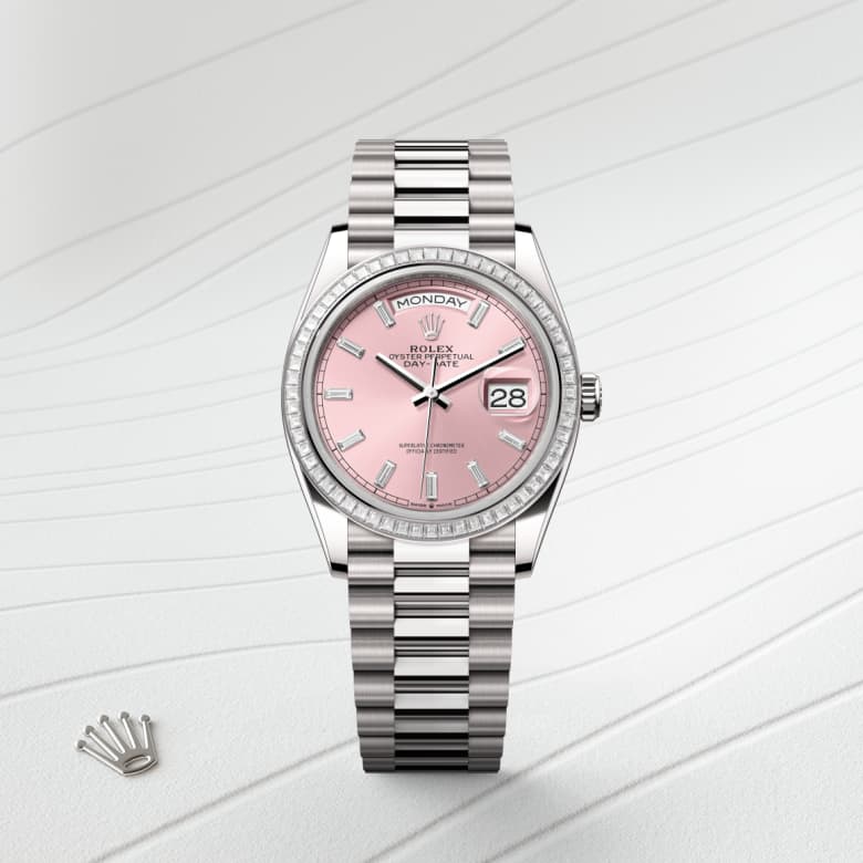 ด้านหน้า Rolex Day-Date ในวัสดุ ทองคำขาว, m128399tbr-0029 - นำสว่าง