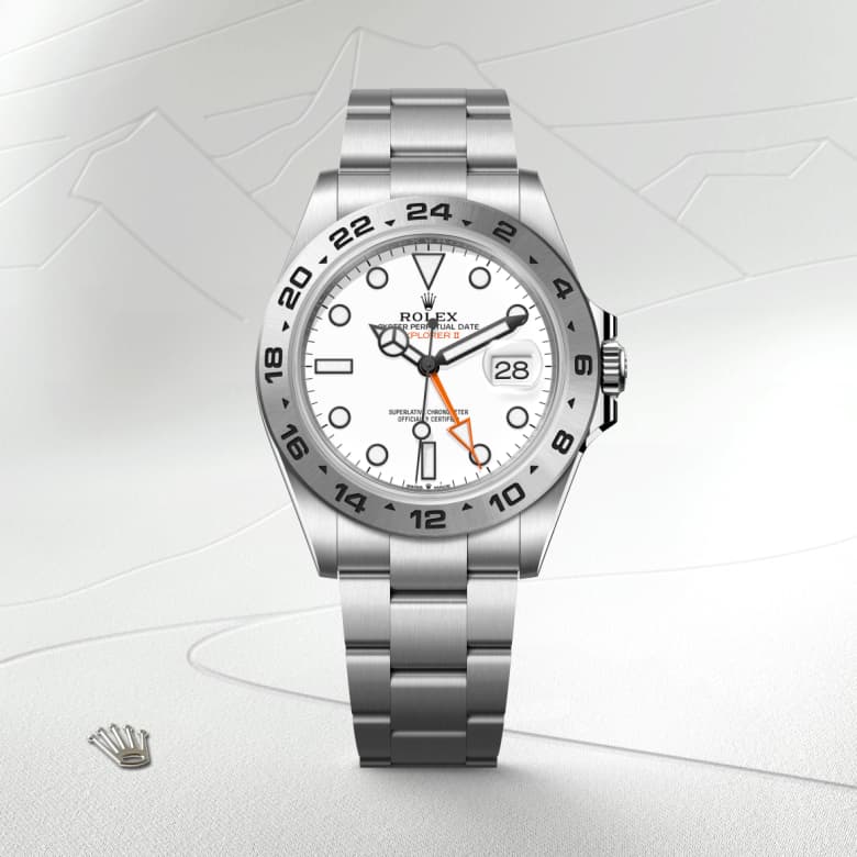 ด้านหน้า Rolex Explorer ในวัสดุ Oystersteel, m226570-0001 - นำสว่าง