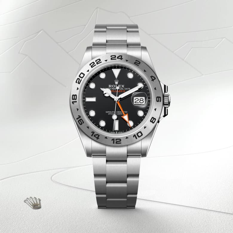 ด้านหน้า Rolex Explorer ในวัสดุ Oystersteel, m226570-0002 - นำสว่าง