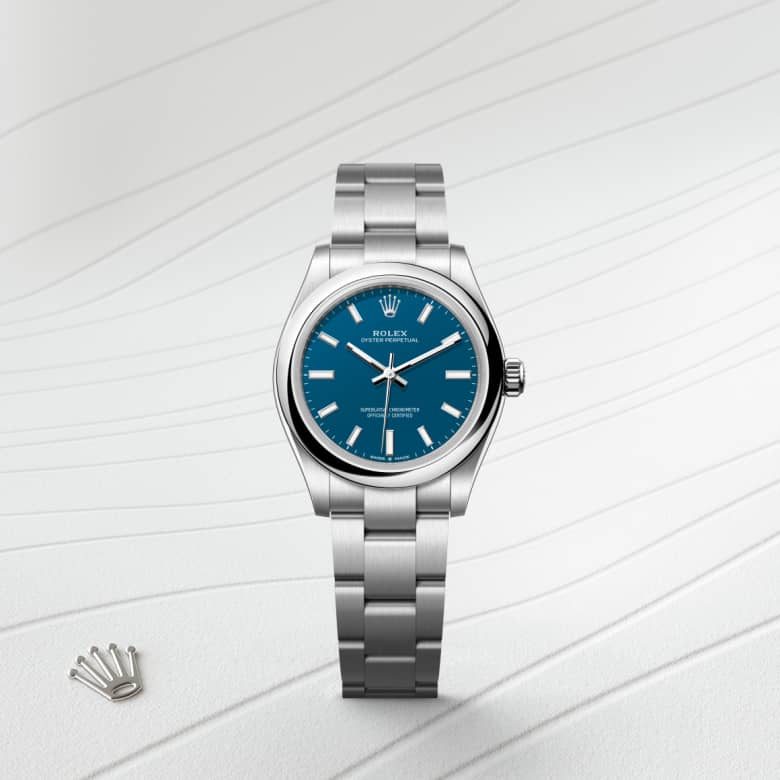 Front view of Rolex Oyster Perpetual in Oystersteel, m277200-0017 - Nam Sawang