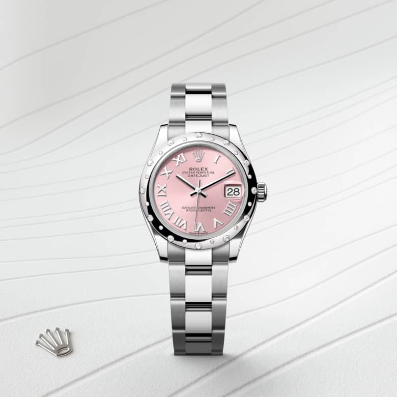 Front view of Rolex Datejust in White Rolesor - combination of Oystersteel and white gold, m278344rbr-0021 - Nam Sawang