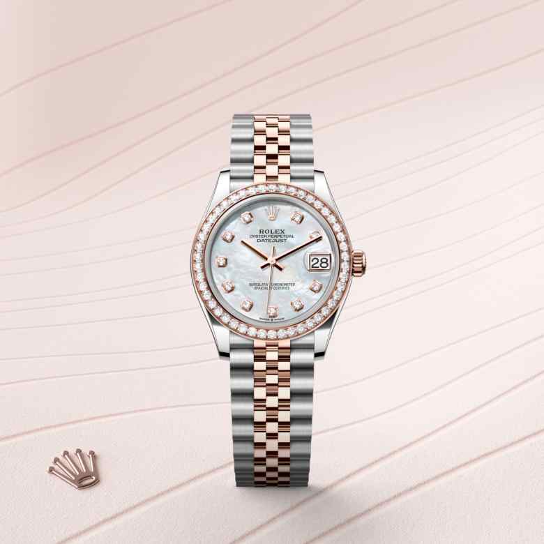 Front view of Rolex Datejust in Everose Rolesor, m278381rbr-0026 - Nam Sawang