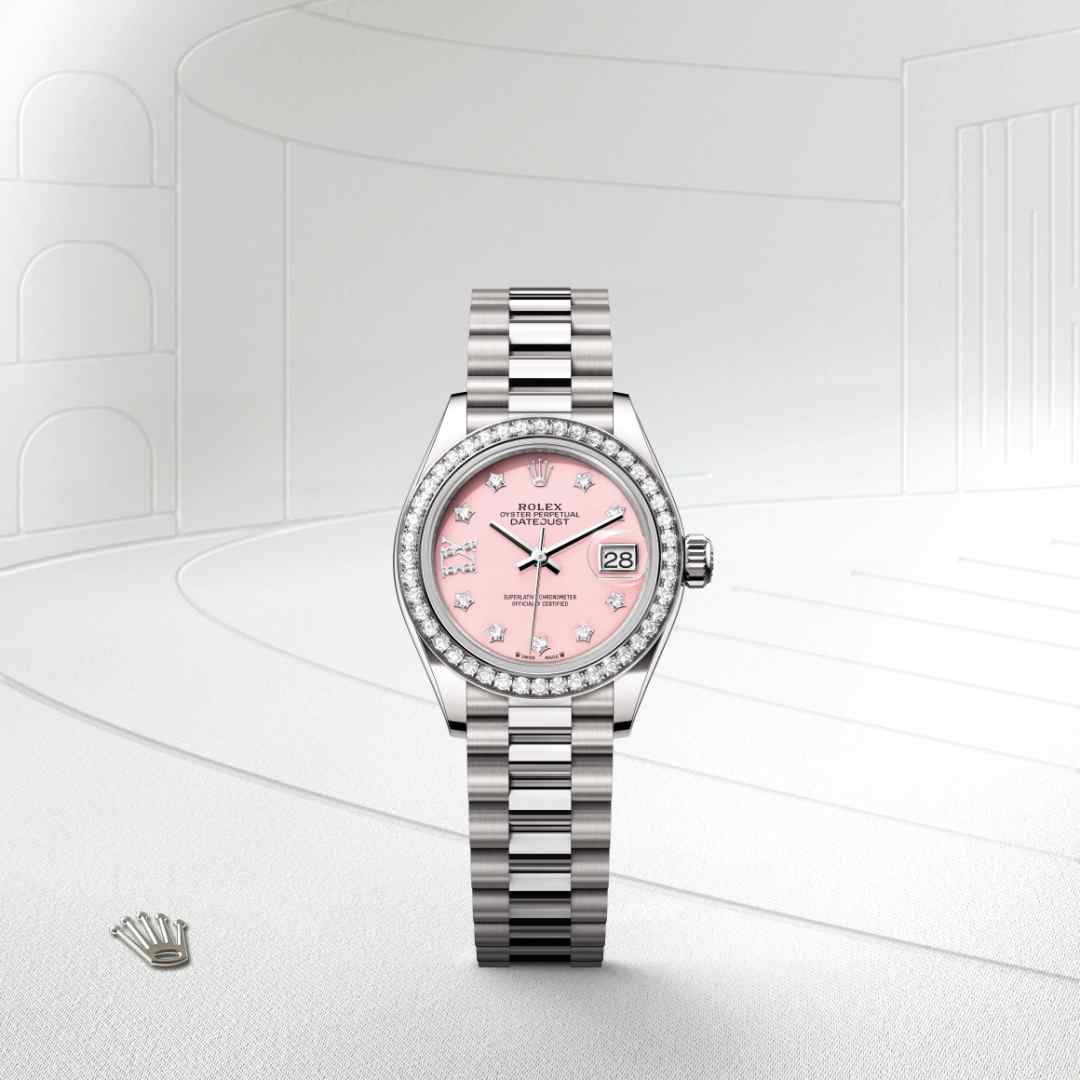 ด้านหน้า Rolex Lady-Datejust ในวัสดุ ทองคำขาว 18 กะรัต, m279139rbr-0002 - นำสว่าง