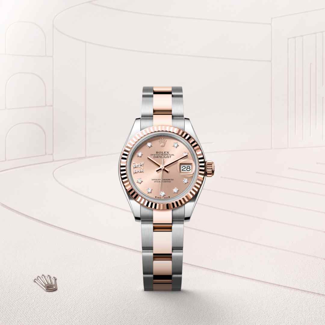 Front view of Rolex Lady-Datejust in Everose Rolesor, m279171-0028 - Nam Sawang