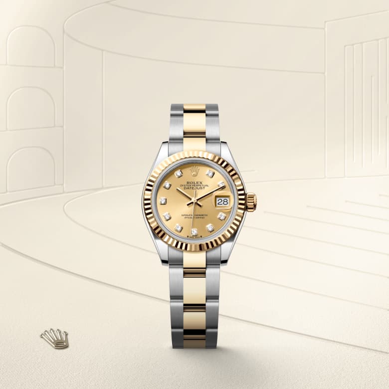 ด้านหน้า Rolex Lady-Datejust ในวัสดุ Yellow Rolesor, m279173-0012 - นำสว่าง