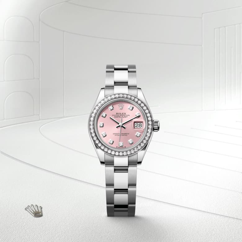 Front view of Rolex Lady-Datejust in White Rolesor - combination of Oystersteel and white gold, m279384rbr-0004 - Nam Sawang