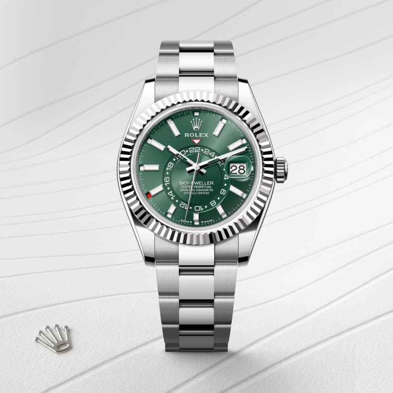 ด้านหน้า Rolex Sky-Dweller ในวัสดุ White Rolesor, m336934-0001 - นำสว่าง