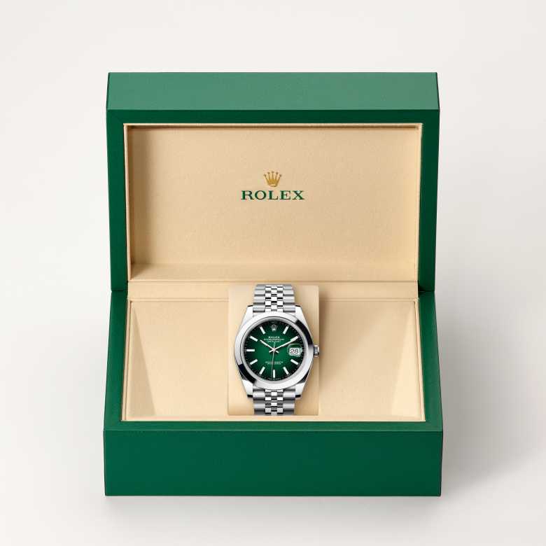 Front view of Rolex Datejust in Oystersteel, m126300-0026 in the box - Nam Sawang