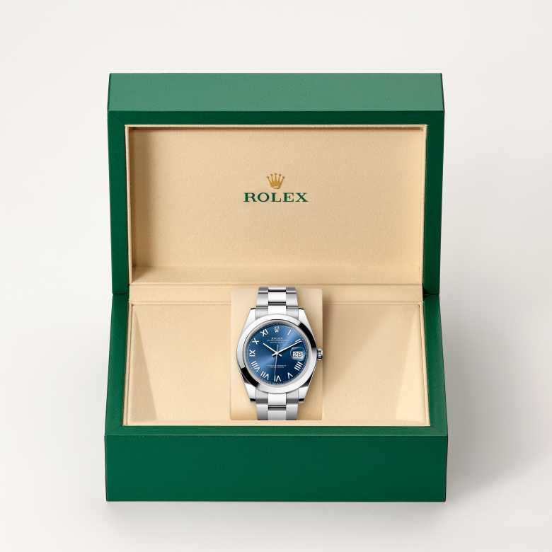Front view of Rolex Datejust in Oystersteel, m126300-0029 in the box - Nam Sawang