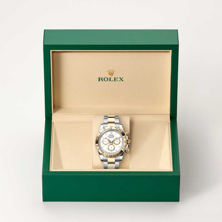 ด้านหน้า Rolex Cosmograph Daytona ในวัสดุ Yellow Rolesor, m126503-0001 ในกล่อง - นำสว่าง