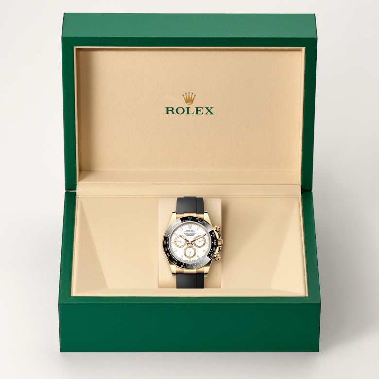 ด้านหน้า Rolex Cosmograph Daytona ในวัสดุ ทองคำ 18 กะรัต, m126518ln-0002 ในกล่อง - นำสว่าง
