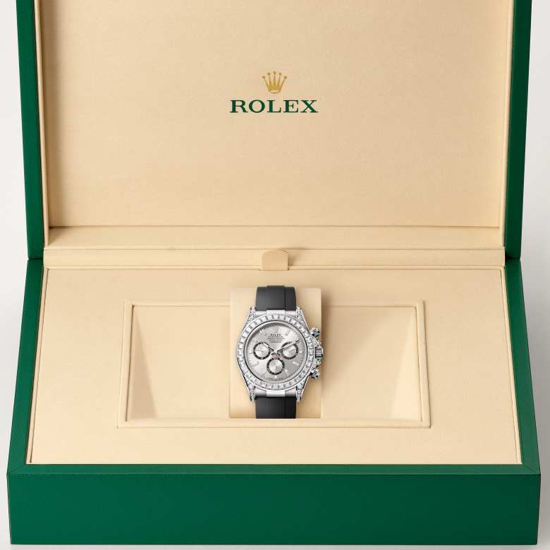 ด้านหน้า Rolex Cosmograph Daytona ในวัสดุ ทองคำขาว 18 กะรัต, m126539tbr-0002 ในกล่อง - นำสว่าง