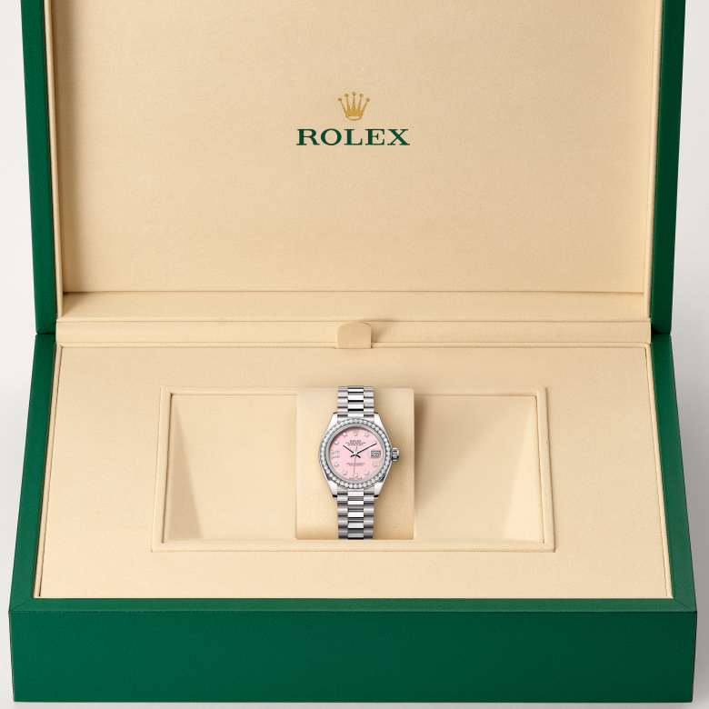ด้านหน้า Rolex Lady-Datejust ในวัสดุ ทองคำขาว 18 กะรัต, m279139rbr-0002 ในกล่อง - นำสว่าง