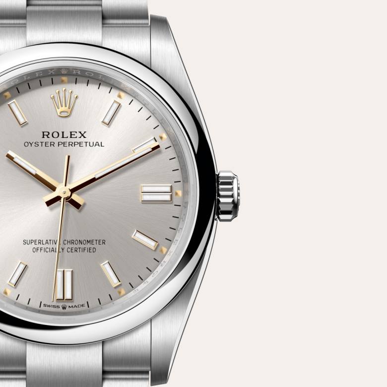 Front view of Rolex Oyster Perpetual in Oystersteel, m126000-0001 with green seal - Nam Sawang