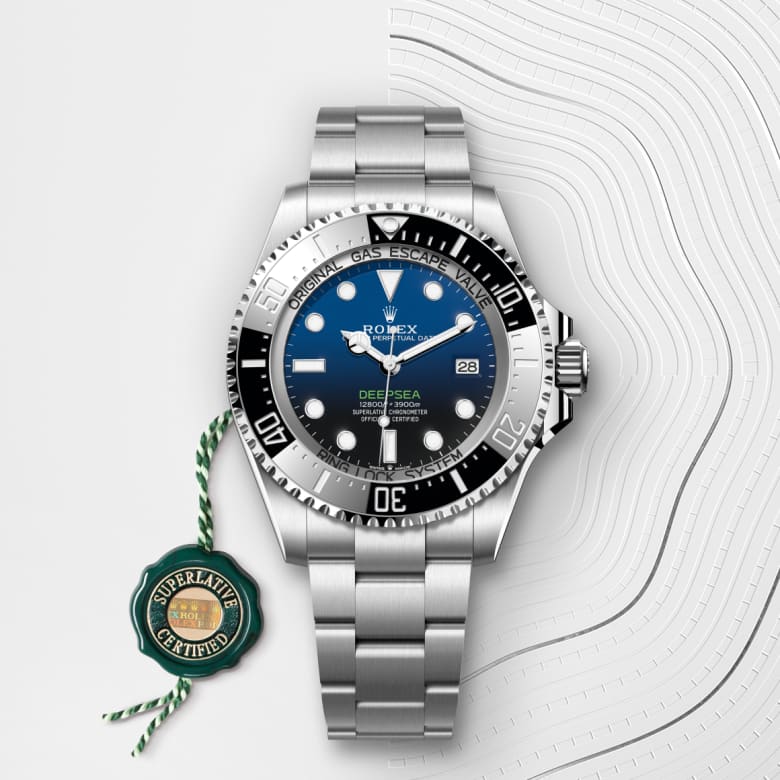 Front view of Rolex Deepsea in Oystersteel, m136660-0005 with green seal - Nam Sawang