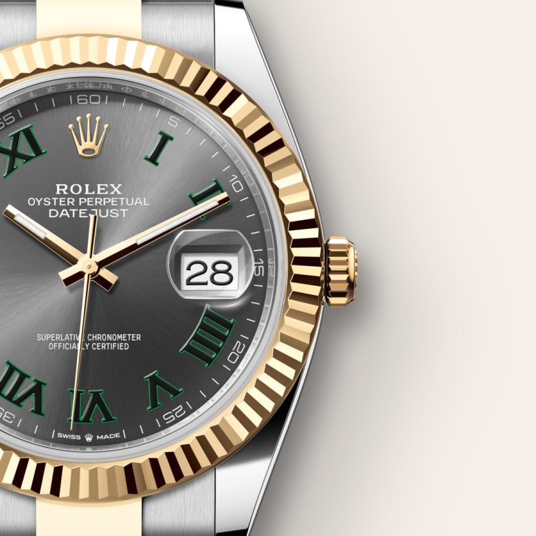 ด้านใกล้ Rolex Datejust ในวัสดุ Yellow Rolesor, m126333-0019 - นำสว่าง