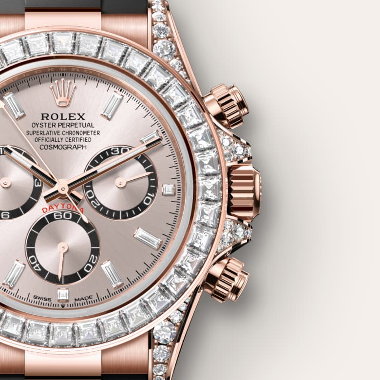 ด้านใกล้ Rolex Cosmograph Daytona ในวัสดุ เอเวอร์โรสโกลด์, m126535tbr-0002 - นำสว่าง