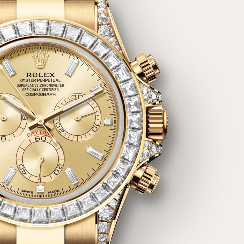 ด้านใกล้ Rolex Cosmograph Daytona ในวัสดุ ทองคำ 18 กะรัต, m126598tbr-0001 - นำสว่าง