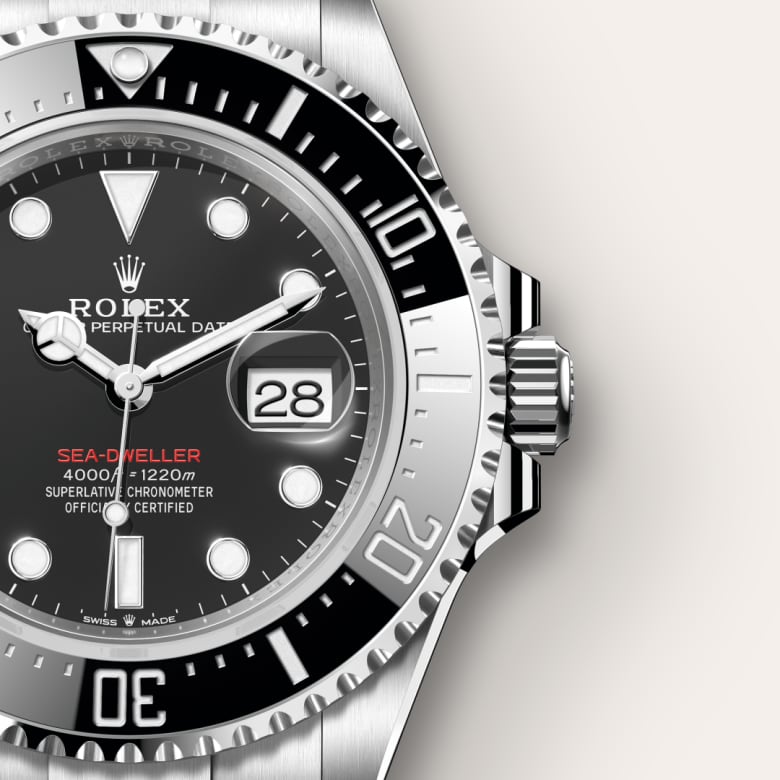 Up close of Rolex Sea-Dweller in Oystersteel, m126600-0002 - Nam Sawang