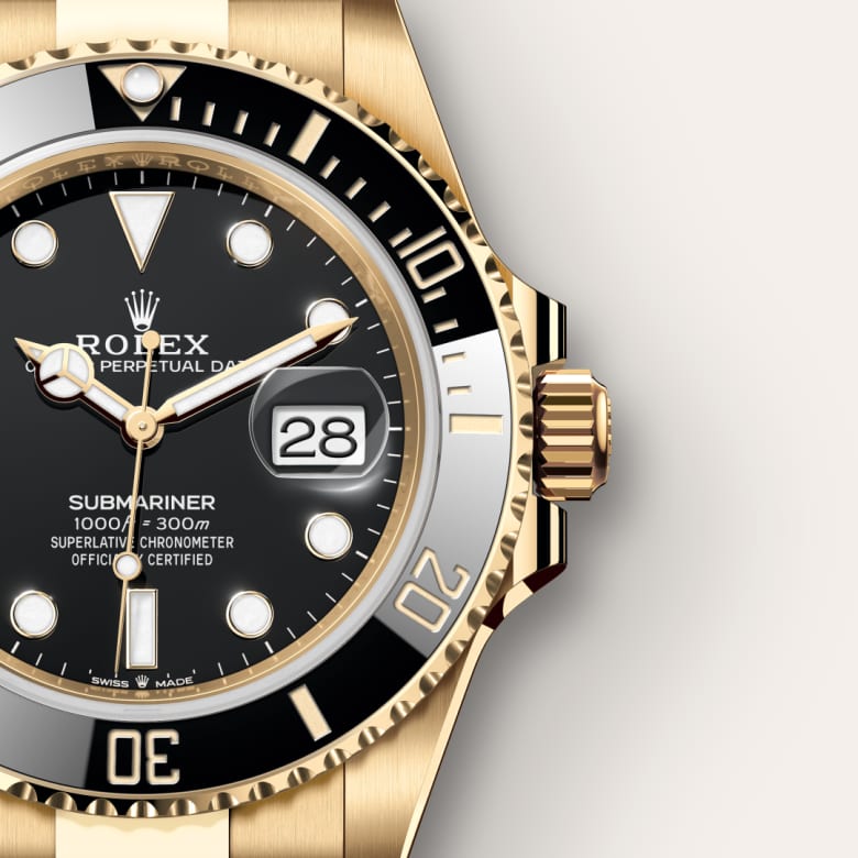 ด้านใกล้ Rolex Submariner ในวัสดุ ทองคำ 18 กะรัต, m126618ln-0002 - นำสว่าง