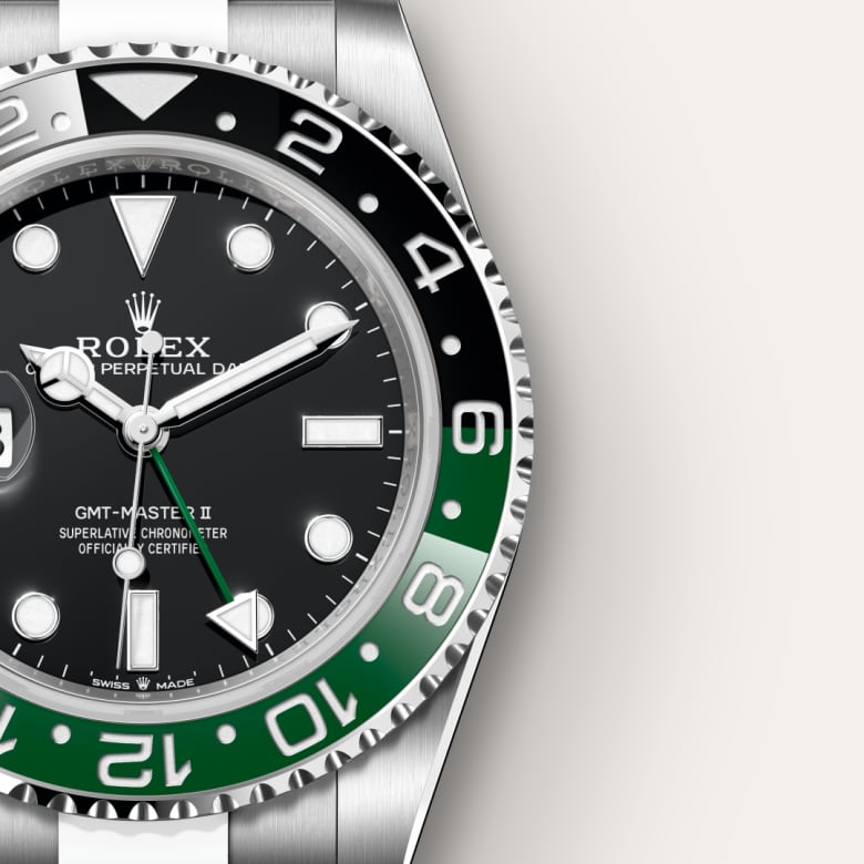 ด้านใกล้ Rolex GMT-Master II ในวัสดุ Oystersteel, m126720vtnr-0001 - นำสว่าง