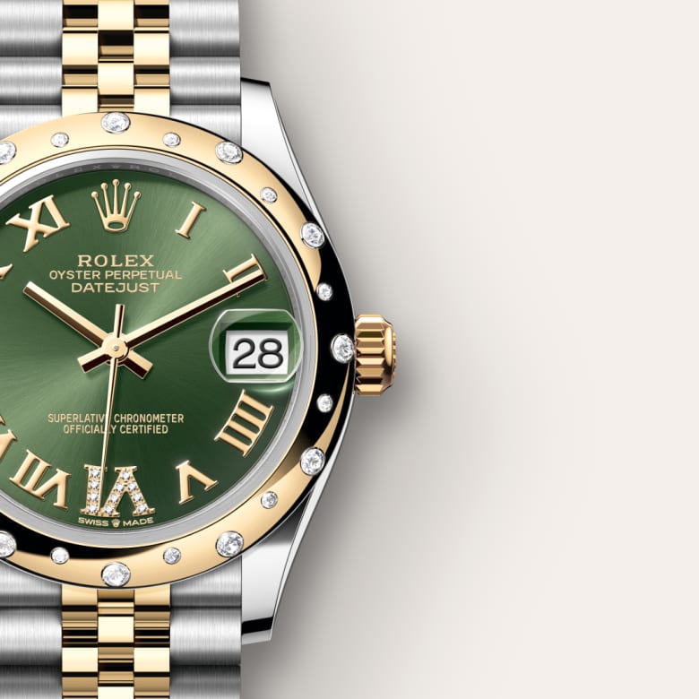 ด้านใกล้ Rolex Datejust ในวัสดุ Yellow Rolesor, m278343rbr-0016 - นำสว่าง