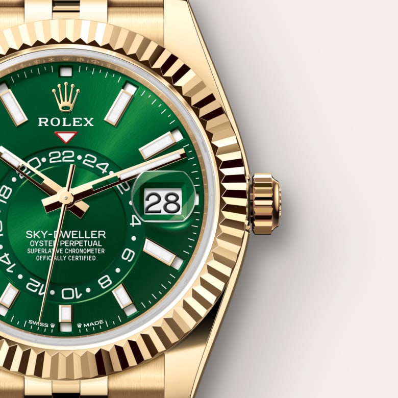 ด้านใกล้ Rolex Sky-Dweller ในวัสดุ ทองคำ 18 กะรัต, m336938-0008 - นำสว่าง