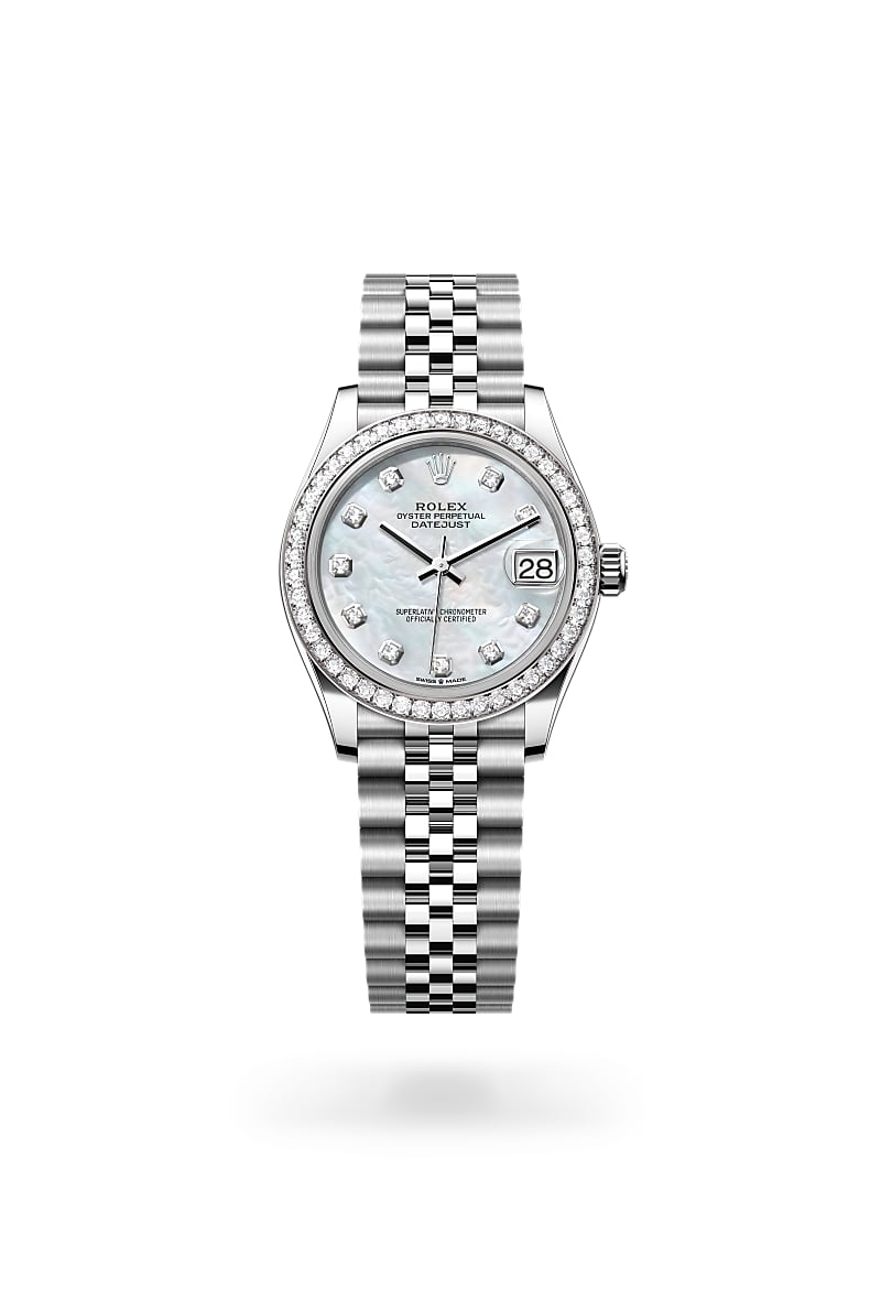 rolex-datejust-in-White Rolesor - การผสมผสานระหว่าง Oystersteel และทองคำขาว-Datejust 31,-m278384rbr-0008-นำสว่าง