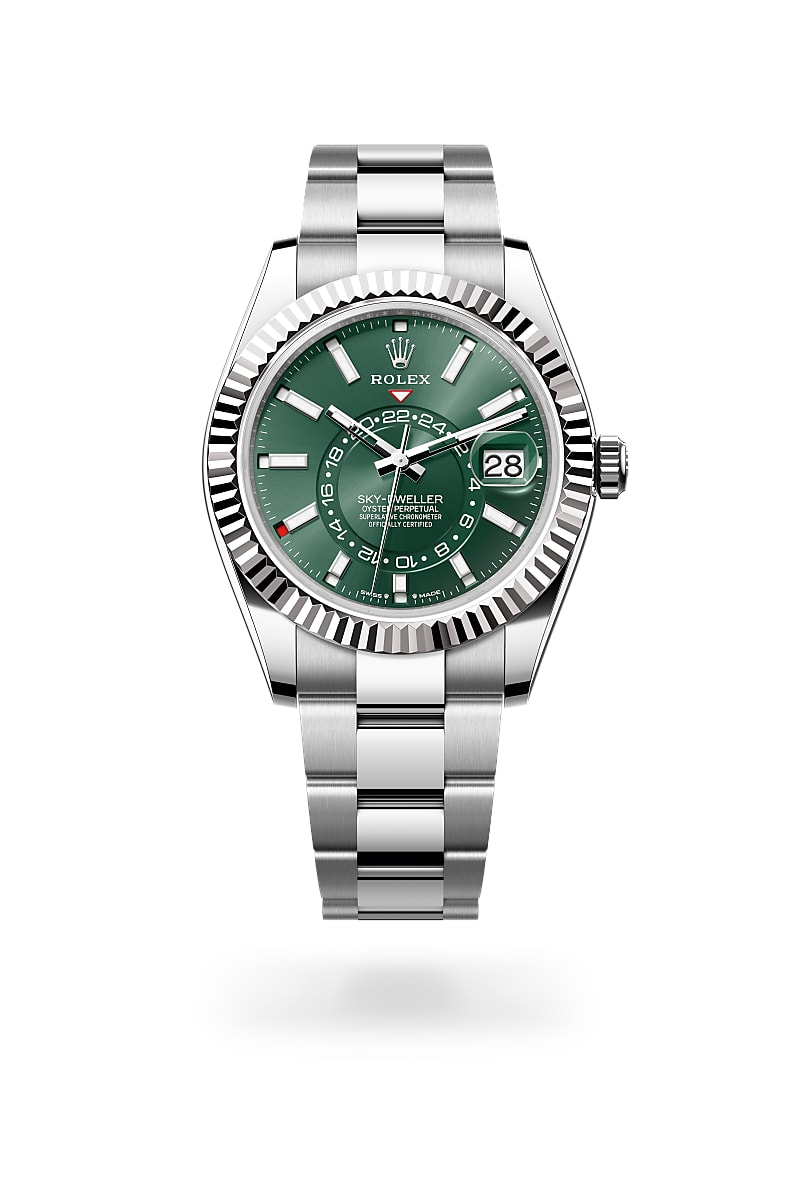 rolex-sky-dweller-in-White Rolesor - การผสมผสานระหว่าง Oystersteel และทองคำขาว-Sky-Dweller,-m336934-0001-นำสว่าง