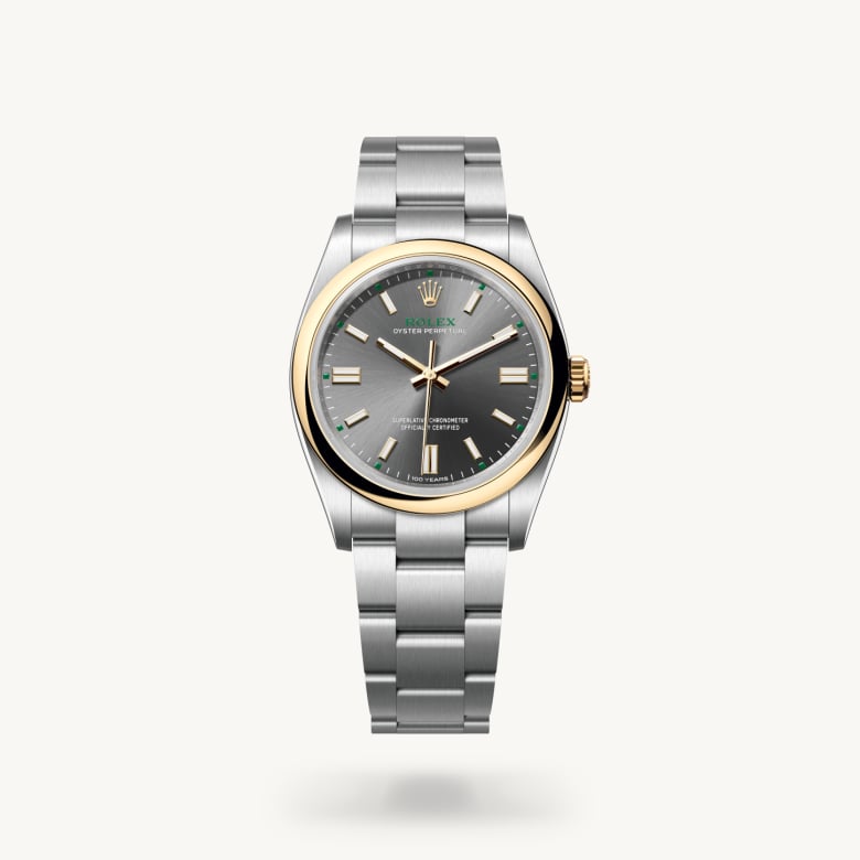 Front view of Rolex Oyster Perpetual in Yellow Rolesor, m126003-0001 - Nam Sawang