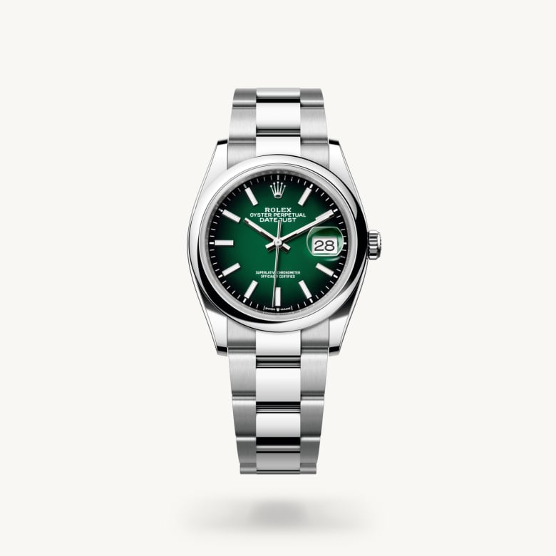 Front view of Rolex Datejust in Oystersteel, m126200-0025 - Nam Sawang