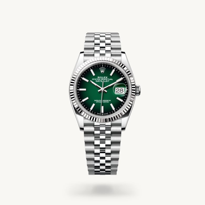 Front view of Rolex Datejust in White Rolesor, m126234-0059 - Nam Sawang