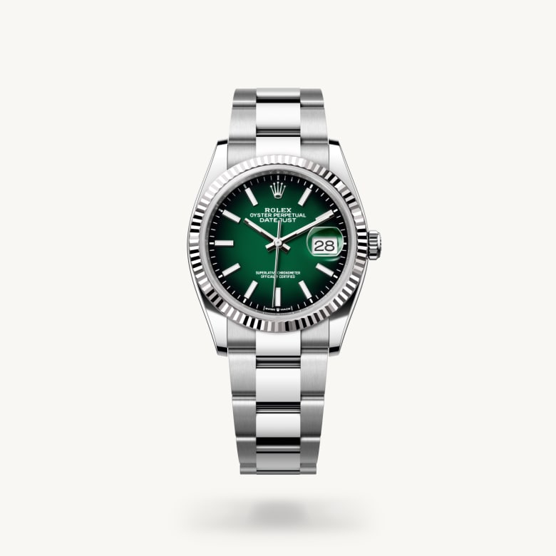 Front view of Rolex Datejust in White Rolesor, m126234-0060 - Nam Sawang