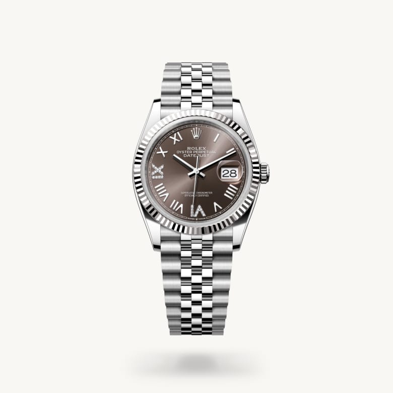 Front view of Rolex Datejust in White Rolesor, m126234-0071 - Nam Sawang