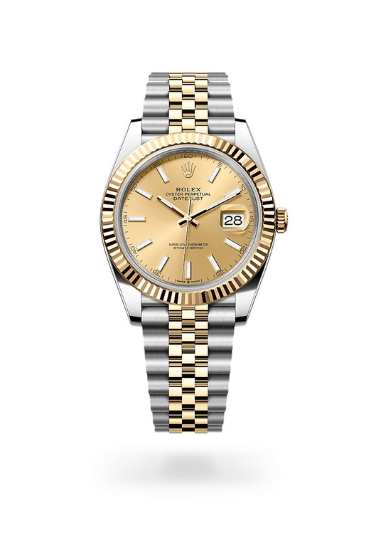Front view of Rolex Datejust in Yellow Rolesor - combination of Oystersteel and yellow gold, m126333-0010 - Nam Sawang